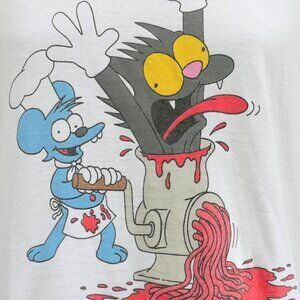 90's Vintage 1992 ITCHY & SCRATCHY Simpsons T Shirt Large With Anvil Tag